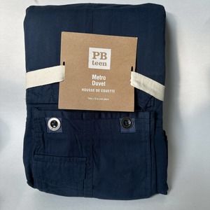 POTTERY BARN Teen METRO Duvet Cover Twin Size Navy Blue NWT